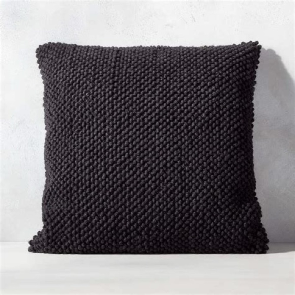 CB2 Black Textured Outdoor Accent Pillow 23 "
